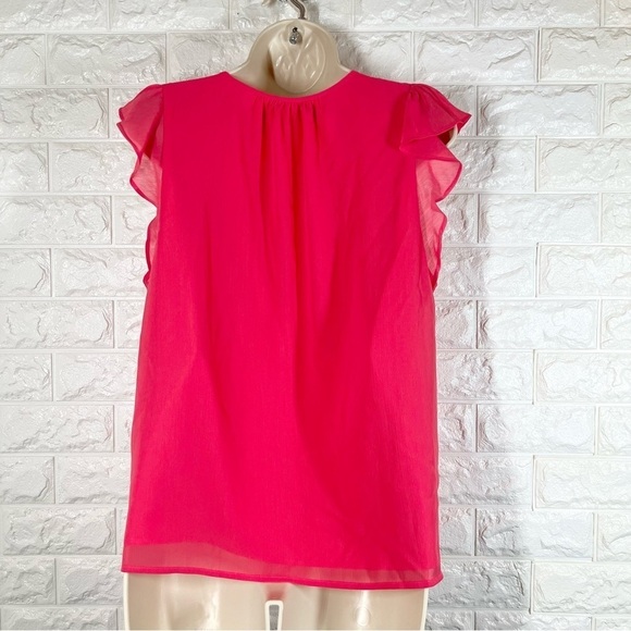 J. Crew flutter sleeve keyhole top in guava - Picture 6 of 9